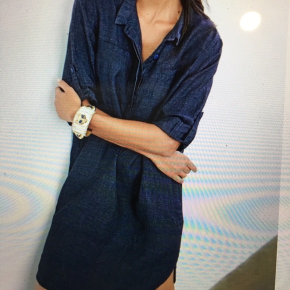 Eileen Fisher Dresses & Skirts - Eileen Fisher Organic Linen Henley Denim Dress L